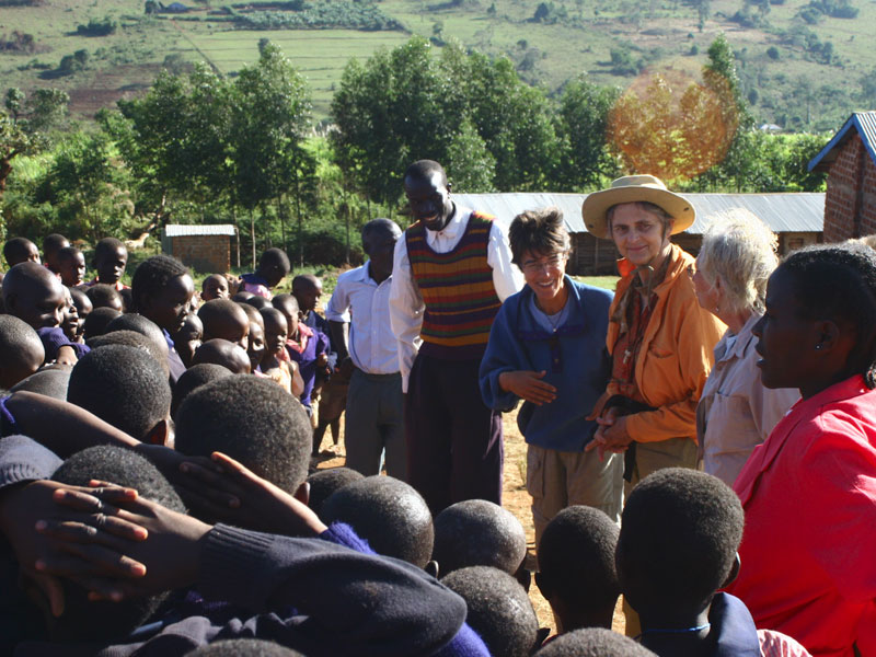 Our family visiting local school in Enoosaen, Kenya