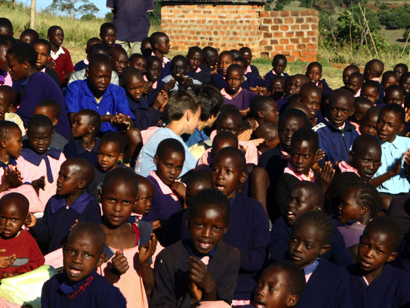 Our family visiting local school in Enoosaen, Kenya