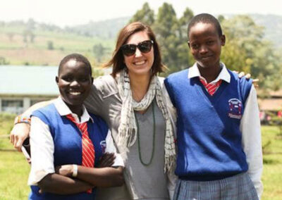 Andrea and sponsored girls through Pakishu Women Organization's educational sponsorship program